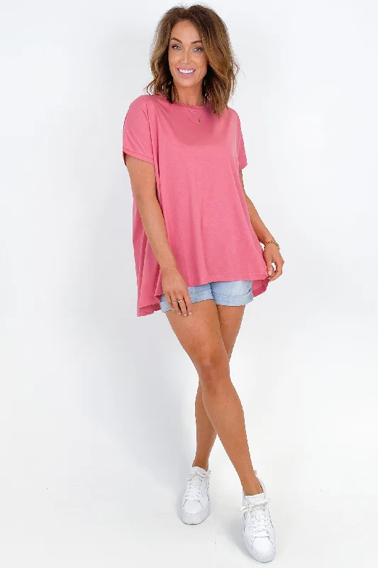 Fashion Sale Tirelli Longline Crewneck Tee Blush Pink