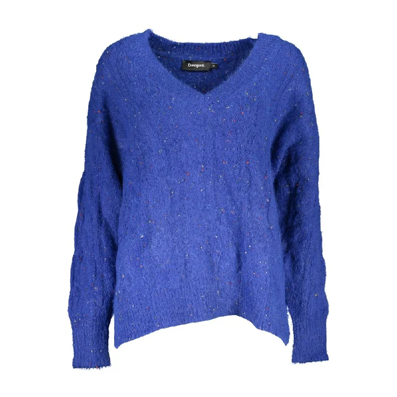 Playful Elegance Desigual Vibrant V-Neck Sweater with Contrasting Women's Details