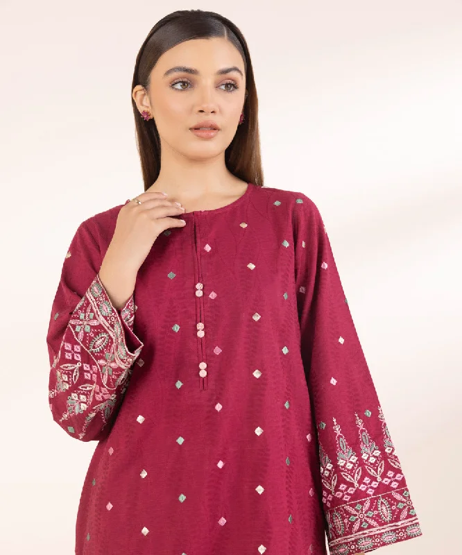 Season Sale Embroidered Cotton Jacquard Shirt