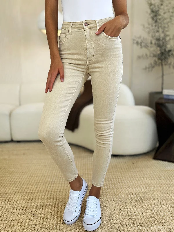 Alluring Design Judy Blue Full Size Garment Dyed Tummy Control Skinny Jeans