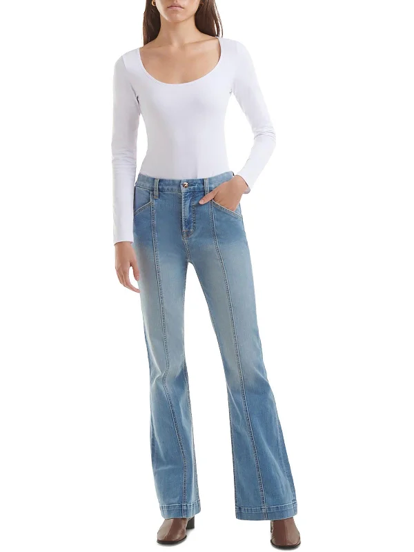 Celebrate With Big Savings Womens High Rise Pintuck Flared Jeans