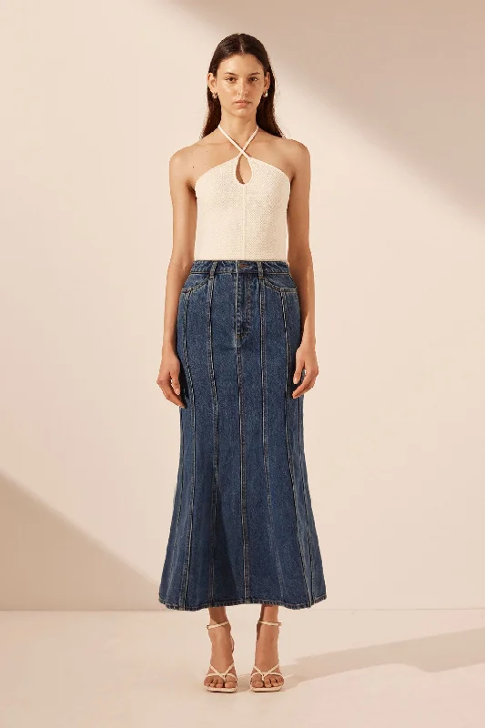 Graceful Cut TOVERE GODET FLARED MIDI SKIRT