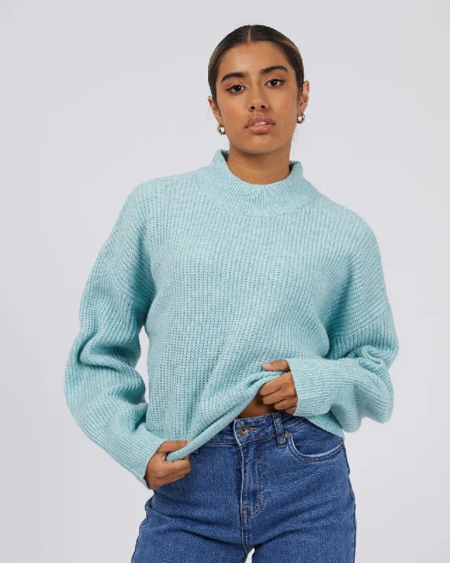 Trendy Pulse Silent Theory Eden Knit Jumper Seafoam