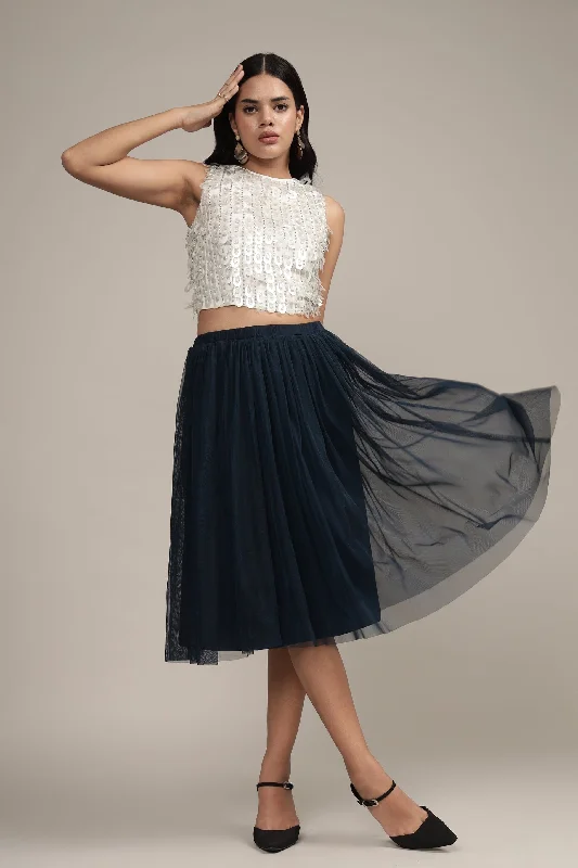 Unleash Your Style Merlin Navy Midi Skirt