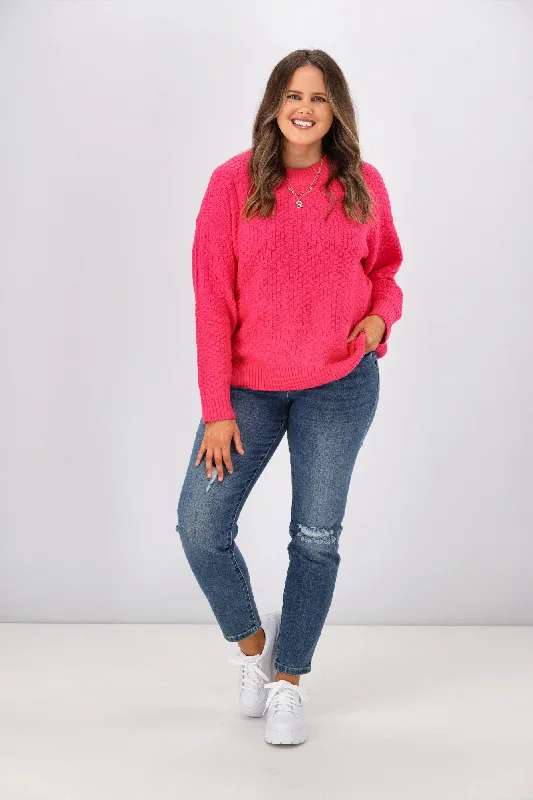 Day To Night Styles Shine On Label Winnie Moss Stitch Jumper Pink