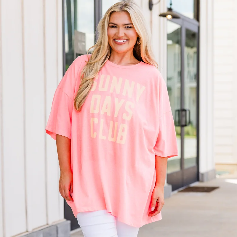 Hollywood Glam Award - Show Style Always Blooming Boyfriend Tee, Neon Coral Pink