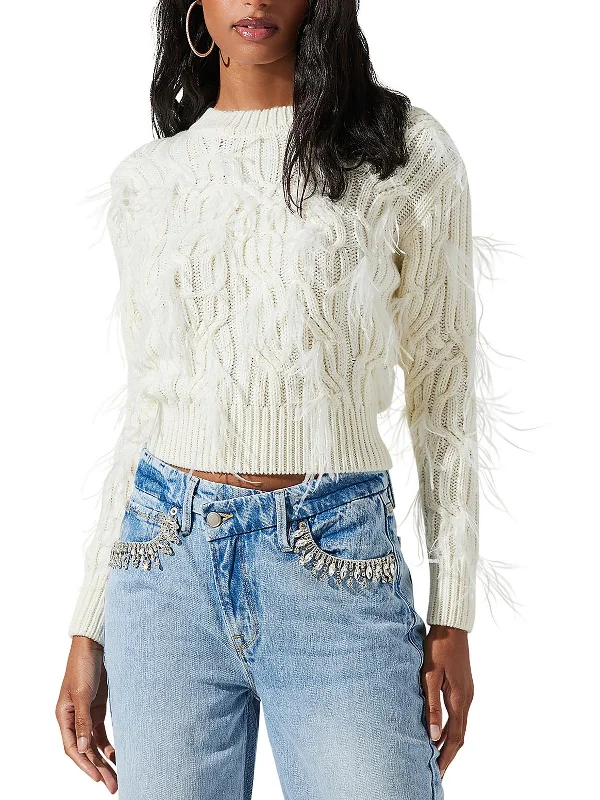 Save On Classic Elegant Styles Womens Knit Feathers Pullover Sweater