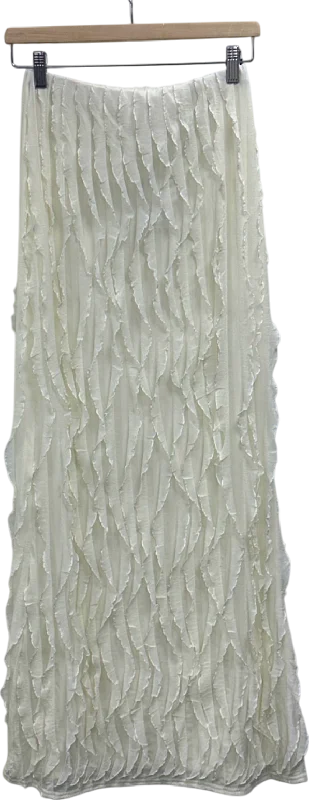 Premium Quality Garments Public Desire Cream Ruffled Detail Maxi Skirt UK 10