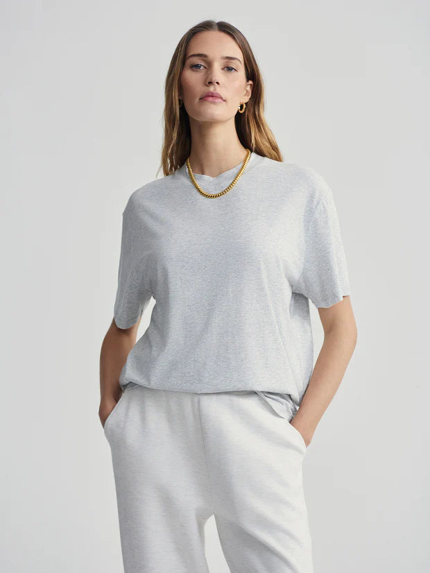 Elegant Contour Leighton Boyfriend Tee -  Light Grey Marl