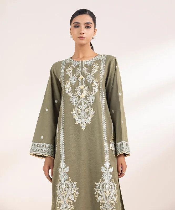 Trend Alert Embroidered Cotton Karandi Shirt