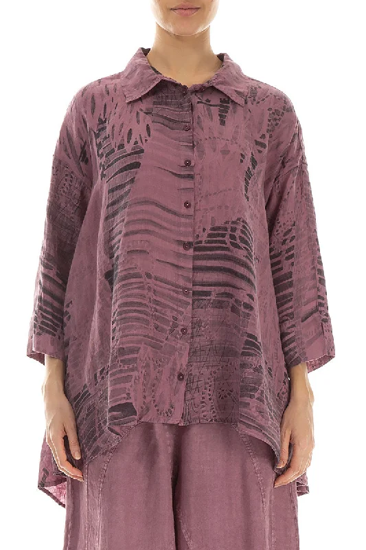 Romantic Flair Loose Mauve Taupe Serenity Linen Shirt