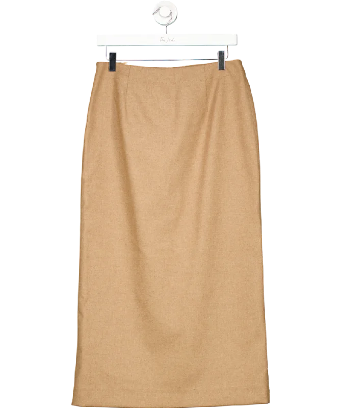 Wardrobe Update Massimo Dutti Beige Wool Blend Long Skirt UK 12