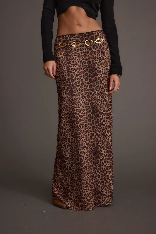 Coastal Beach - Inspired Style Julia Leopard Print Maxi Skirt