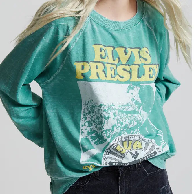 High End Women's Wear Sun Records X Elvis Ls Burnout Sweatshirt