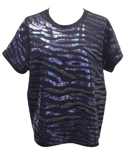 Casual Chic Clothing Sequin Tiger Stripe Tee