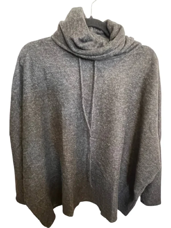 Effortless Comfort Women's Poncho Top In Grey